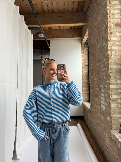 Coco Cutie Cardigan // Blue Stripe